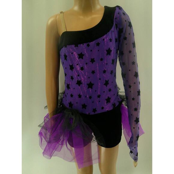 Dance Costume Jazz 6x-7 Child Purple Wish Come True V1758 Unitard with Bustle & - Picture 1 of 10